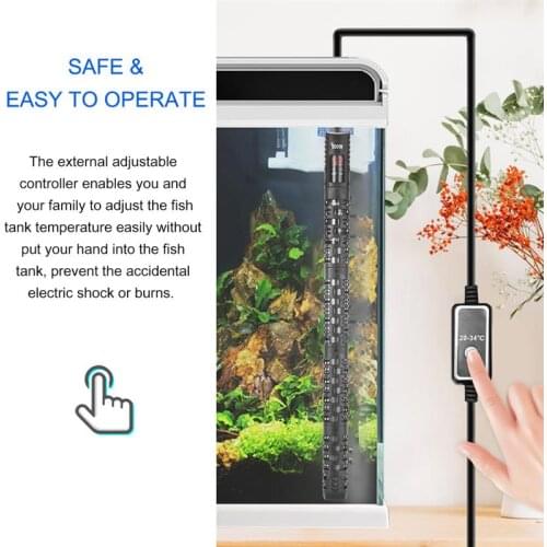 220V-240V 50-500W Aquarium Submersible LED Heating Rod Fish Tank Water Heater Thermostat Digital Display Explosion-proof Chip