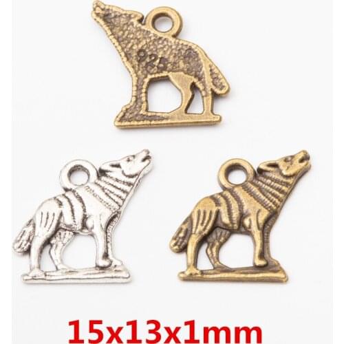 55pcs zinc alloy Animal Wolf Charms for Jewelry Making 5793