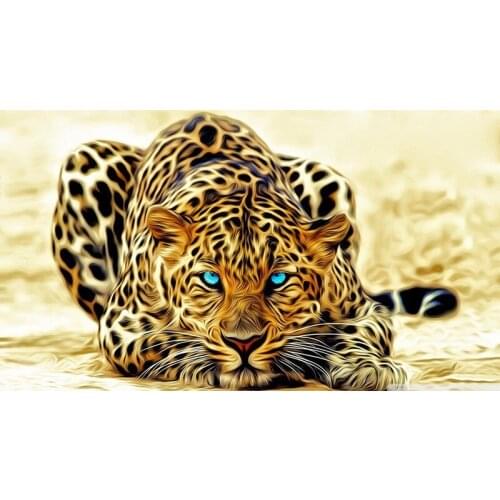 5D Full Drilled Diy Diamond Painting Handmade Animal Leopard Cross Stitch Resin Square Diamond Sets Diamond Embroidery