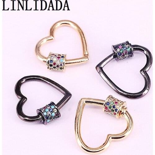 8Pcs 20*18mm Heart shape cz clasp,plating Lock clasp charm,carabiner clasp,necklace/bracelet jewelry component