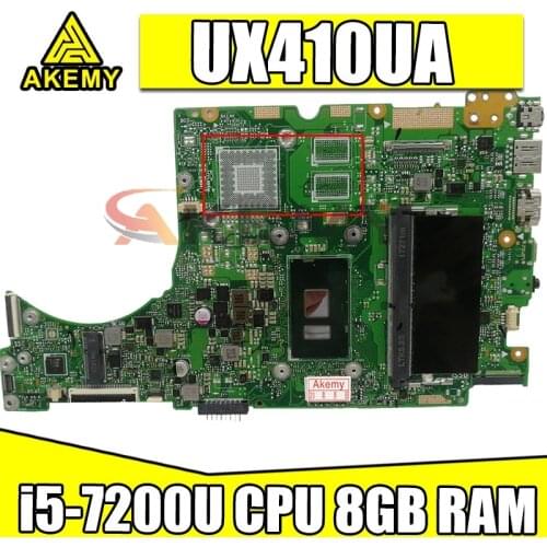 Akemy UX410UA Motherboard with i5-7200U CPU 8GB RAM For ASUS UX410UQ UX410UQK UX410UV UX410U RX410U Laotop Mainboard