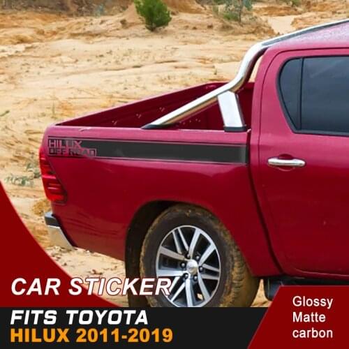 Car decals box bed straps rock warrior stripe graphic vinyl car sticker for toyota hilux vigo 2012-2019 Tundra Crewmax 2009-2013