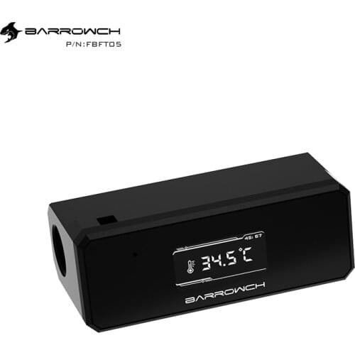 Barrowch TFT Digital Display Water Thermometer For PC Case Liquid Build Water Cooling Temperature Monitor OLED Flowmeter FBFT06