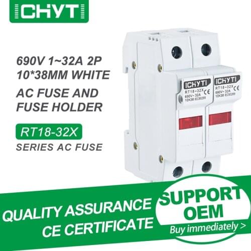 Free Shipping CHYT RT18-32X 1Sets 1/2/3/4 Pole 10x38mm Ceramic Transparent White Fast Blow AC 690V 32A Fuse And Fuse Holder