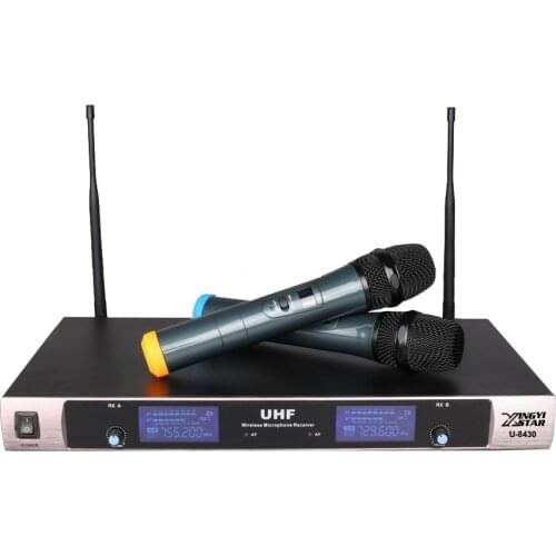 Free Shipping Professional UHF Wireless Microphone System Dual Handheld Karaoke Mic DJ KTV 2 Channel Cordless Mike With Receiver