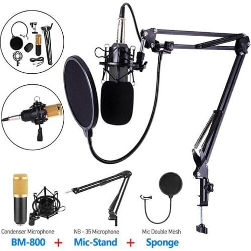 BM800 Studio Condenser Microphone Set V8 Sound Card Professional Recording Live Streaming Desktop Microphone Kits for Computer