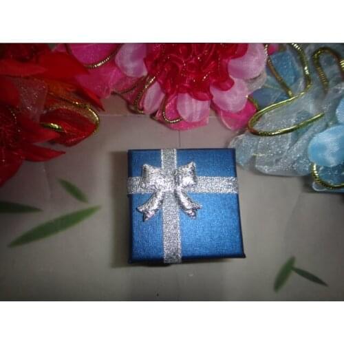 Paper Ring Boxes 24pcs Dark Blue color with Bling Bowknot 4*4*3cm Ring/earring Packaging Boxes ,Free Shipping