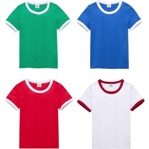 DE PEACH 2020 Summer Baby Boys Short Sleeve T-Shirt Girls Cotton Casual Tshirt Kids Fashion Spell Color Tops Children Clothes