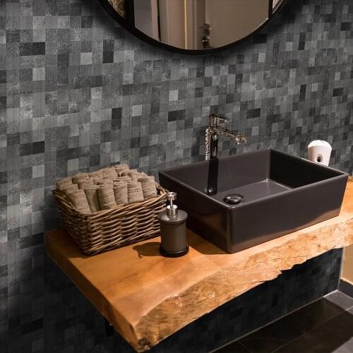 Funlife 10cm/15cm Black Gray Mosaic Tile Sticker Self Adhesive Art Wallpaper For Kitchen Bathroom Waterproof Home Decoration