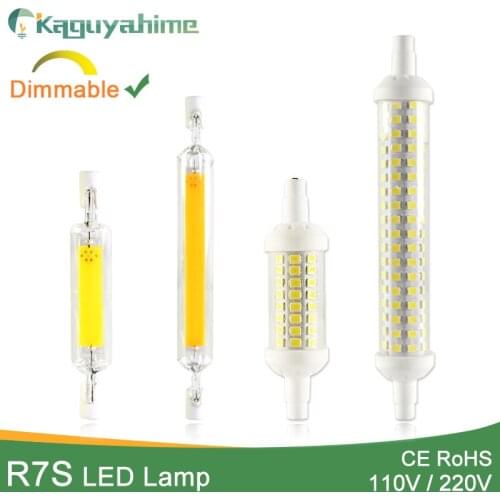 Kaguyahime LED R7s Bulb 110V 220V 78mm 118mm 135mm R7S Dimmable Lamp COB SMD 2835 Replace Halogen Light Spotlight Bulb
