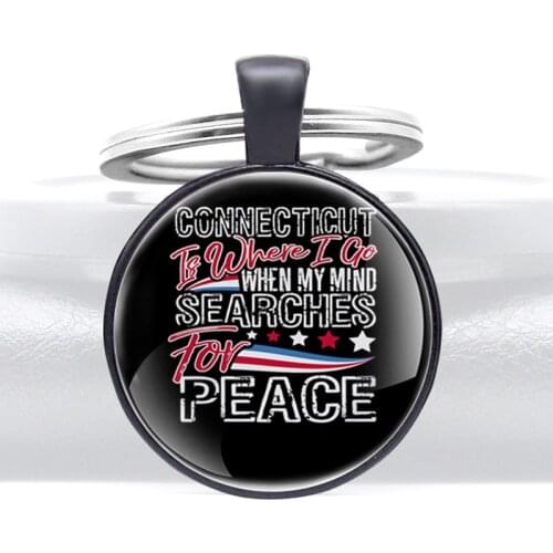 Classic For Peace Design Glass Dome Metal Key Chain Charm Men Women Key Ring Jewelry Gifts Keychains