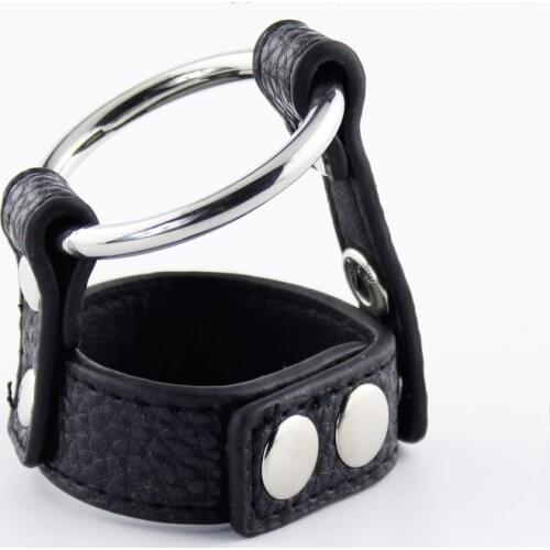 PU Leather Double Cock Rings Rubber For Mans Adult Games Penis Ring Delay Time Sex Toys For Male