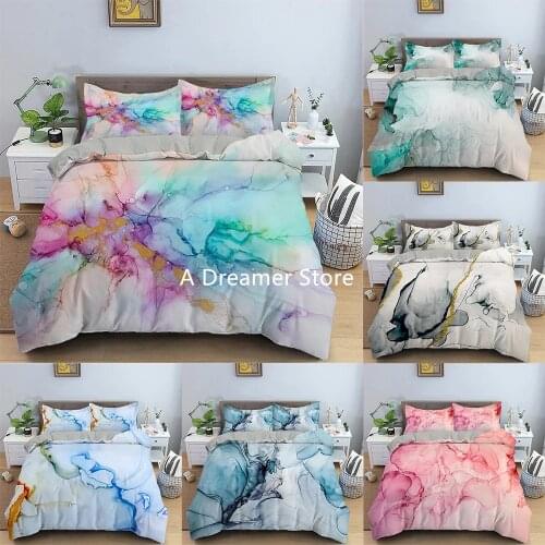 3d Marble Duvet Cover Pillowcase Queen King Size Luxury Rainbow Bedding Set Geometric 2/3 pcs Quilt Cover Single Double Sets