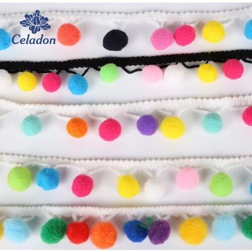 Pom Pom Ball Lace 2Yard Pearl Pompom Trim Fringe Ribbon Sewing Lace Kintted Fabric Handmade Craft Accessories