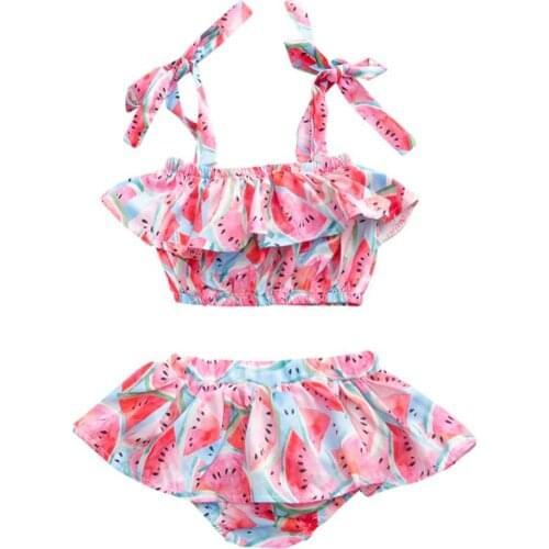 Summer Baby Girls Swimwear Set Watermelon Print Swimwear Swimsuits Beach Wear + Shorts