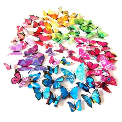 HOT 12pcs 3D PVC Butterfly Art Design Decal Wall Sticks Stickers Home Decor DIY Room Magnetic New