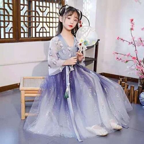 Cute Kids Hanfu Dresses Vintage Chinese Style Girls Traditional Princess Dress Hanfu Cosplay Costume Tang Clothes Vestido Chino