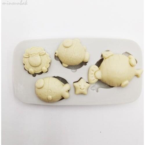 Minsunbak Cake Tools Cartoon Small Fish Shape Silicone Mold Sheep Styling Gumpaste Fondant Mold