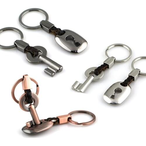 Fashion Creative Keys and Locks Leather Love Couple Keychain Key Chain Ring Fob Keyring Keyfob