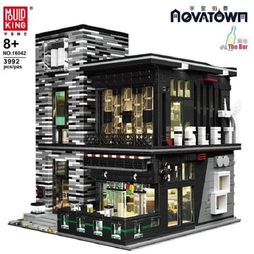 MOULD KING MOC Streetview Building Blocks PUB Restaurant Modular Model Sets Assembly Stacking Bricks Kids Educational Toys Gifts