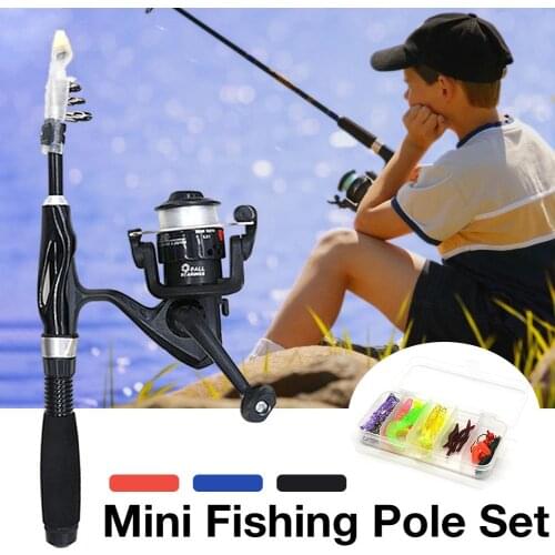 4-piece Mini Children Fishing Rod Set Fishing Rod Fishing Wheel Bait Box Handbag The Pole Is About 31cm Long And 110cm Long