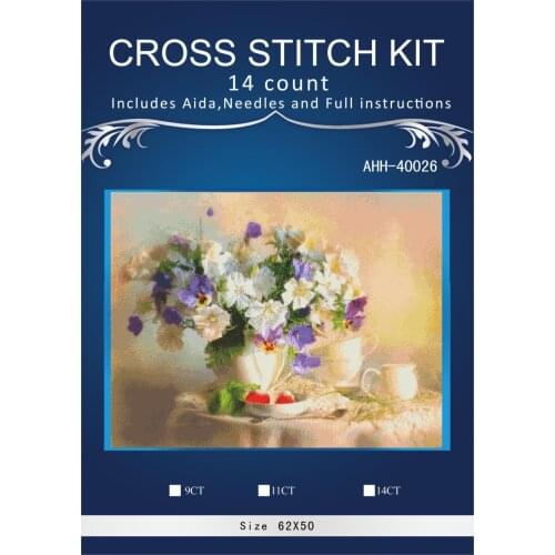 Oneroom white vase flowers Cross Stitch Embroidery Kits 14CT Owl Animal Tree Cotton Thread Painting DIY Needlework DMC