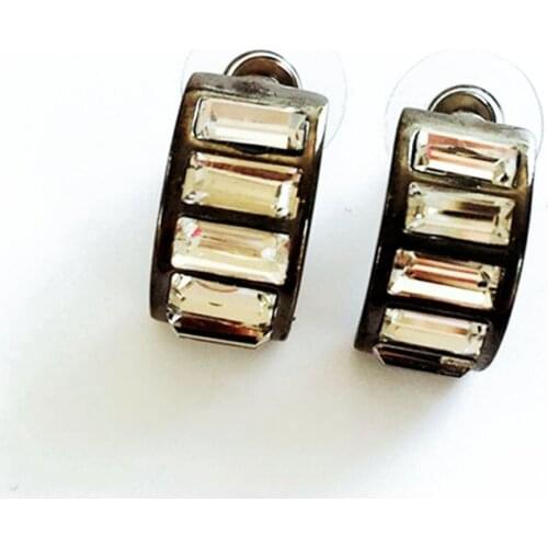 New Arrival Crystal Fashion Glass Stones Earrings Hamitate Alloy Curved Jewelry