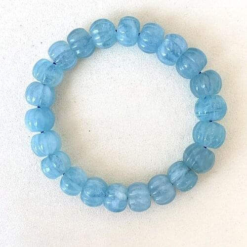 Wholesale Sea Blue Natural Crystal Bracelets Pumpkin Beads Hand String Lucky Fresh for Women Girl Gift Stone Fashion Jewelry