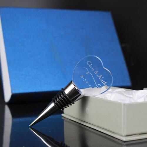 Wholesale Personalized Crystal Heart Shaped Wine Bottle Stopper Wedding Party Favors and Gifts