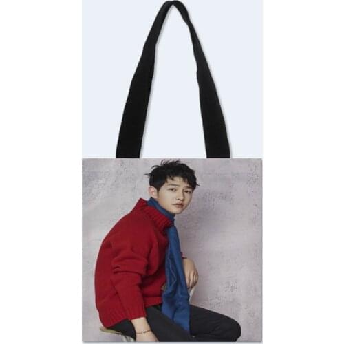 Custom Song Joong Ki printing shoulder bag canvas tote bag shopping travel bags book handbag Two sides printed custom logo