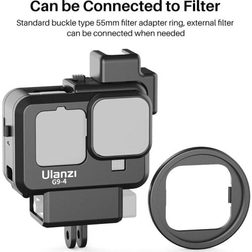 Ulanzi G9-4 GoPro 9 Plastic Cage For GoPro Hero 9 Black Camera Case with Cold shoe Mic Fill Light Vlog Camera Accessories