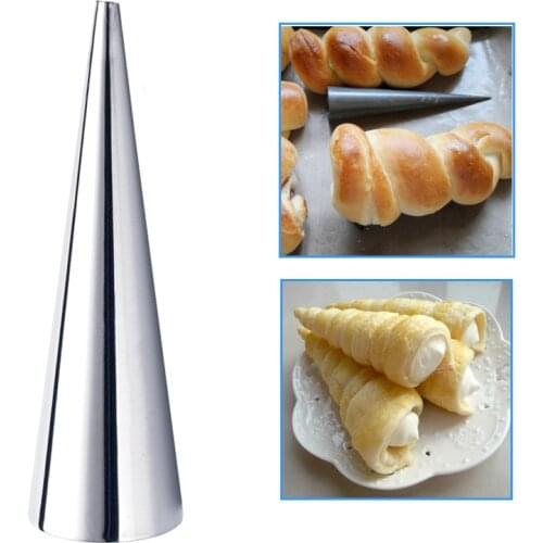 Practical Stainless Steel Croissant Large Spiral Tube Bread Pastry Mold Cone Dough Roll Mould Cake Dessert Decoration Tool