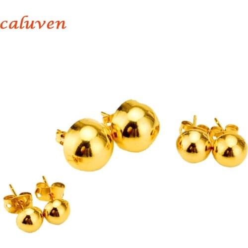 6MM/8MM/12MM Bead Earrings for Women Girl Jewelry Fashion Ethiopia,Sphere Gold Color Earring Half Ball