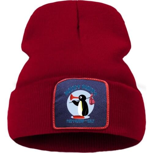Animal Cartoon Penguin Kawaii Printed Beanie Hat Warm Hot Sale Winter Hat Soft Thick Wool Knitted Hats Quality Comfort Cap