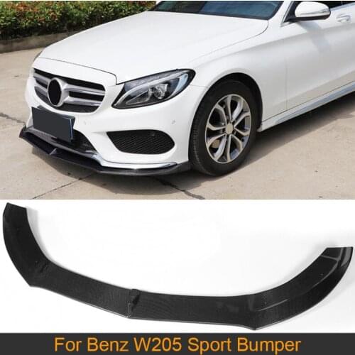 Carbon Fiber Front Bumper Lip Spoiler for Mercedes Benz C Class W205 Sport Bumper 2015 - 2017 Car Front Bumper Lip Chin Spoiler