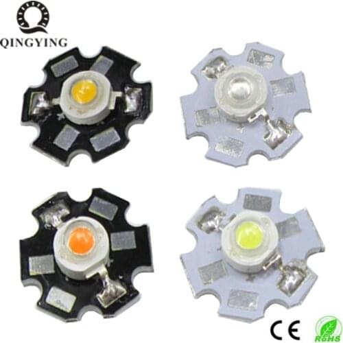 5pcs 1W 3W High Power LED Full Spectrum White Warm white Green Blue Deep Red 660nm Royal blue With 20mm White & Black Star PCB