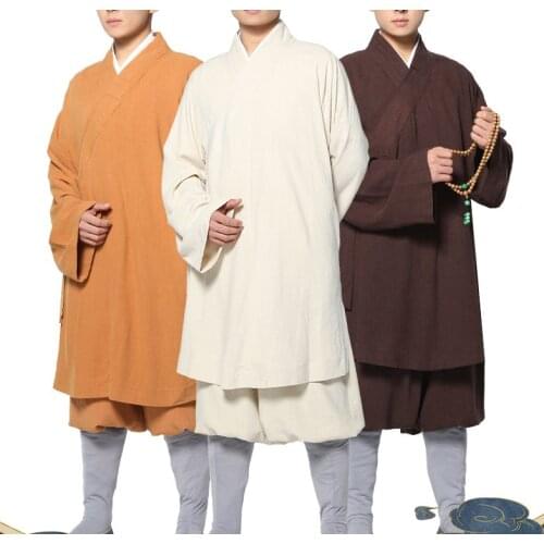 Unisex high quality cotton&linen red/blue zen lay arhat lohan clothing shaolin monk kung fu wushu suits martial arts uniforms