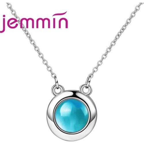 Vintage Round Shiny CZ Crystal Pendant 925 Sterling Silver Necklace For Charming Woman Girls Trendy Best Anniversary Gift
