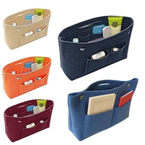 Felt Insert Bag Multi Pockets Handbag Purse Organizer Holder Makeup Travel Cosmetic Bags