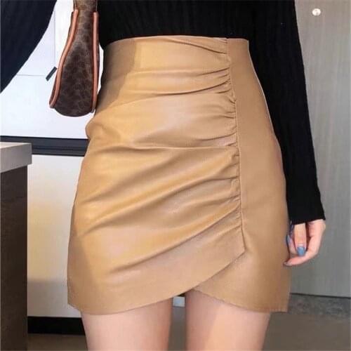 Black Camel Real Leather Skirt Women 2021 New Mini Sexy High Waist Bodycon Skirt Office Pencil Skirt Genuine Sheepskin Leather