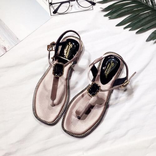 Koovan Womens Sandals Rhinestone Luxury Crystal Flip-Flop Flat Women Summer New 2020 Low Heel Flat Students Shoes Fashion