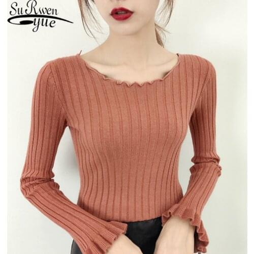 Korean Style Women Knitted Pullover Women Sweater Fashion Long Sleeve Women Tops white black Winter Sweaters clothing 5276 50