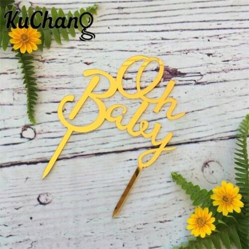 Gold Pink Acrylic One Cake Topper for Party Decoration Dessert lovely Gifts Oh Baby Rose Gold Kids First Birthday Baby Shower