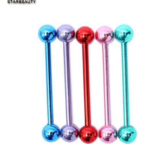 1 pc/order 1.6*19*5mm Surgical Tongue Ring Dumbbells Tongue Piercing 14G Nipple Piercings Tragus Piercing Cartilage Earrings