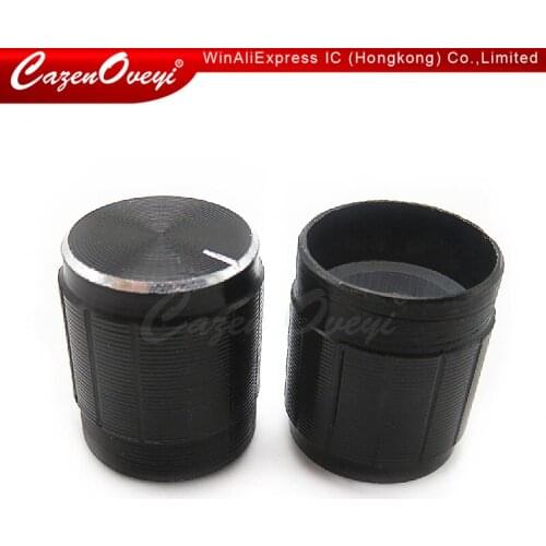 10pcs/lot 15*17mm aluminum alloy potentiometer 15*17 knob rotary switch volume control knob black In Stock