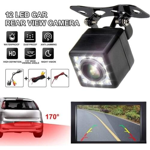 12 Lights Plug-In Square Reversing Camera Car Night Vision Waterproof Reversing Image Rear View Wide-Angle Reversing Camera