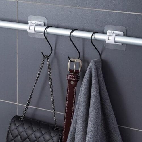 2pcs Powerful Hanging Curtain Rod Clip Hook Shower Curtain Rod Hanging Clip Powerful Self-adhesive for Home