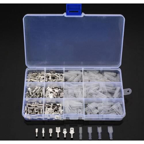 270pcs 6.3/4.8/2.8 Crimp Terminals Insulated Wire Connector Electrical Wire Spade Connectors Kit
