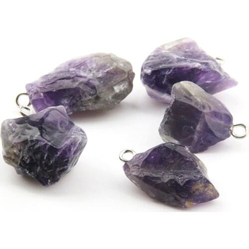 5 pieces Pendants Amethysts Purple Crystal Irregular Natural Stone Pendant DIY for Necklace or Jewelry Making