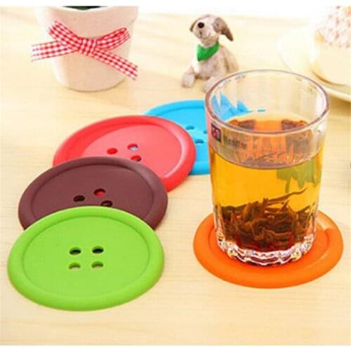 5pcs/lot Buttons cup pad tableware silicone cup pad Coaster Placemats cup mat dining table Coffee heat Resistant ELB 275